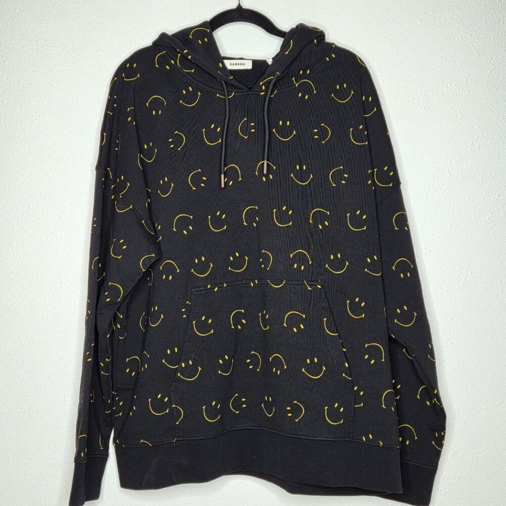 NWT Sandro Men's Long Sleeve Allover Smiley Hoodie